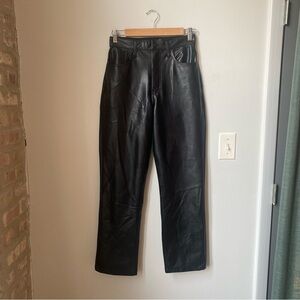 Abercrombie & Fitch the 90s straight ultra high rise curve love Leather Jeans